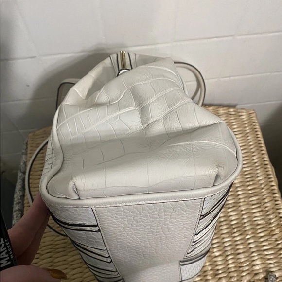 Coach White Embossed Satchel with Black Accents - Picture 7 of 13